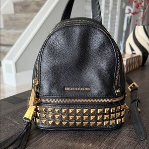 Michael Kors Black Backpack with Gold Accents